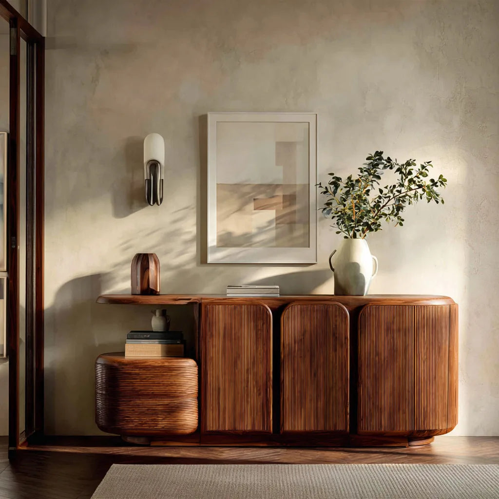 Modern Fluted Cabinet Sideboard For Hallway