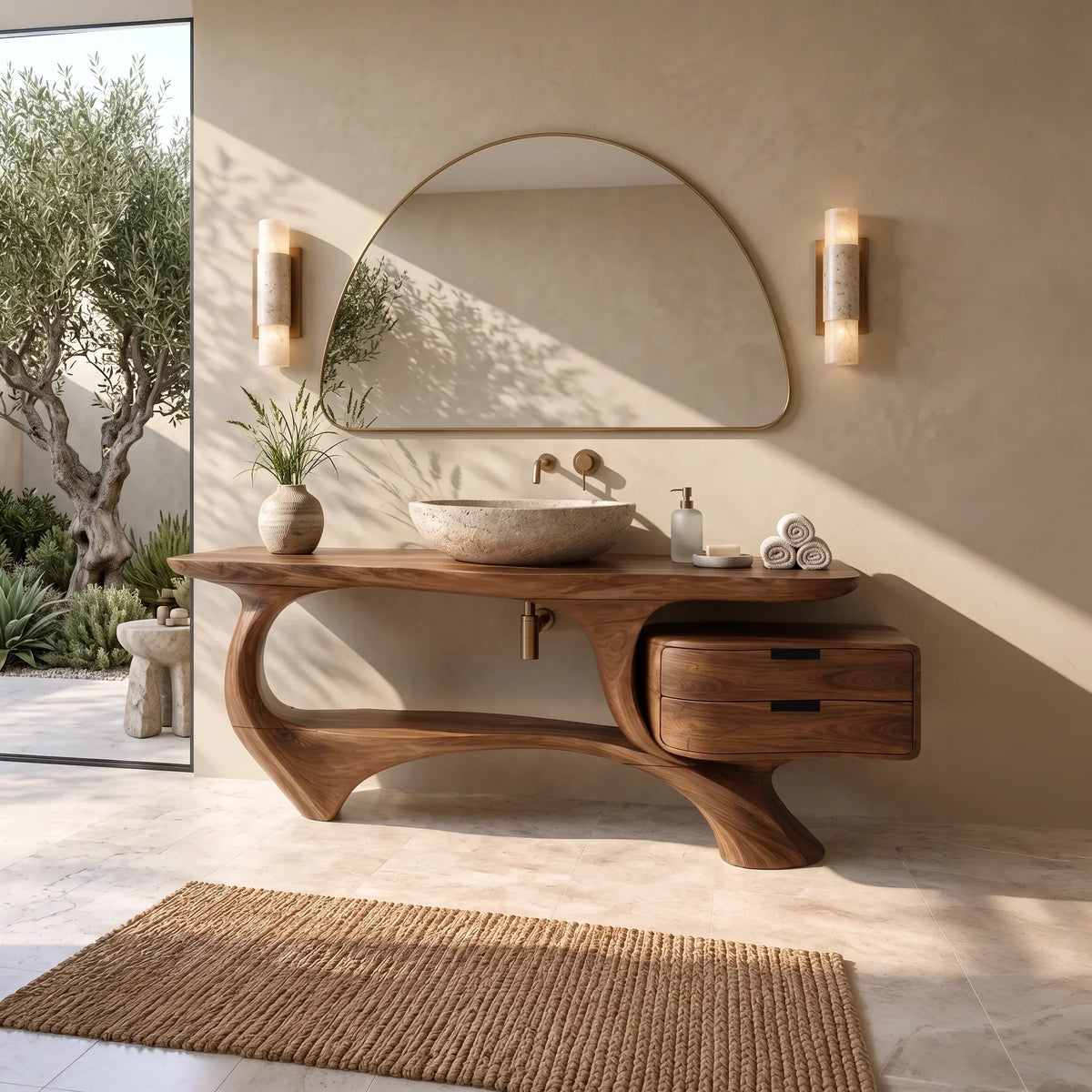 Minimal Bathroom Vanity Sculptural Loop Cabinet For Luxury Homes