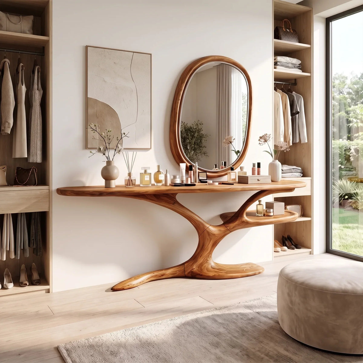 Serene Makeup Vanity Vanity Desk Sculptural Branch Base For Bedroom