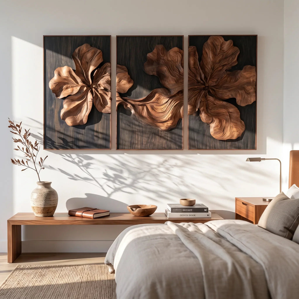Handcrafted Floral Relief 3D Wall Decor Living Room