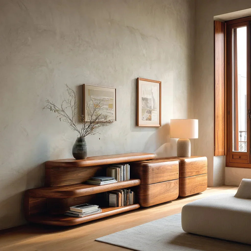 Modern Curved Storage Sideboard For Dining Room
