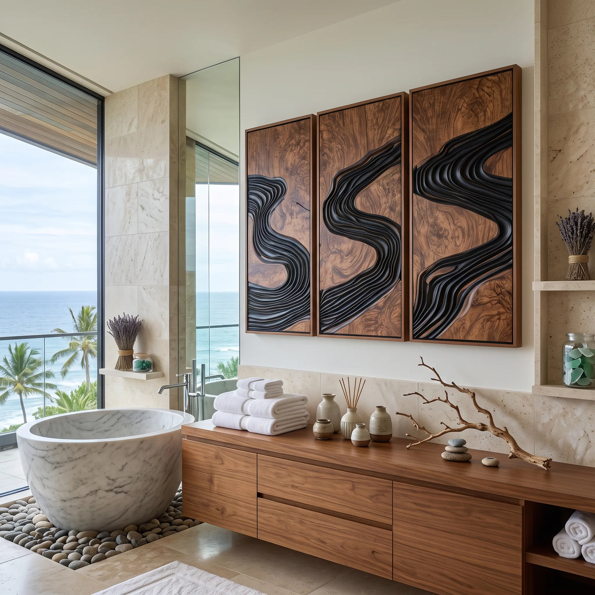 Minimalist Large Wooden Wall Art Modern Bedroom