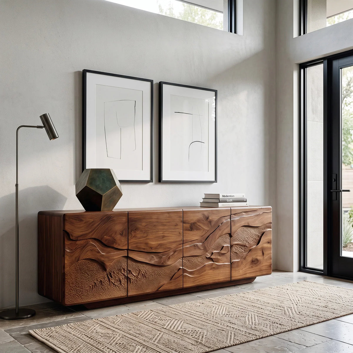 Contemporary Nature Carved Sideboard For Foyer