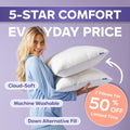 Waterproof Stain-Resistant Bed Pillow 2-Pack - King