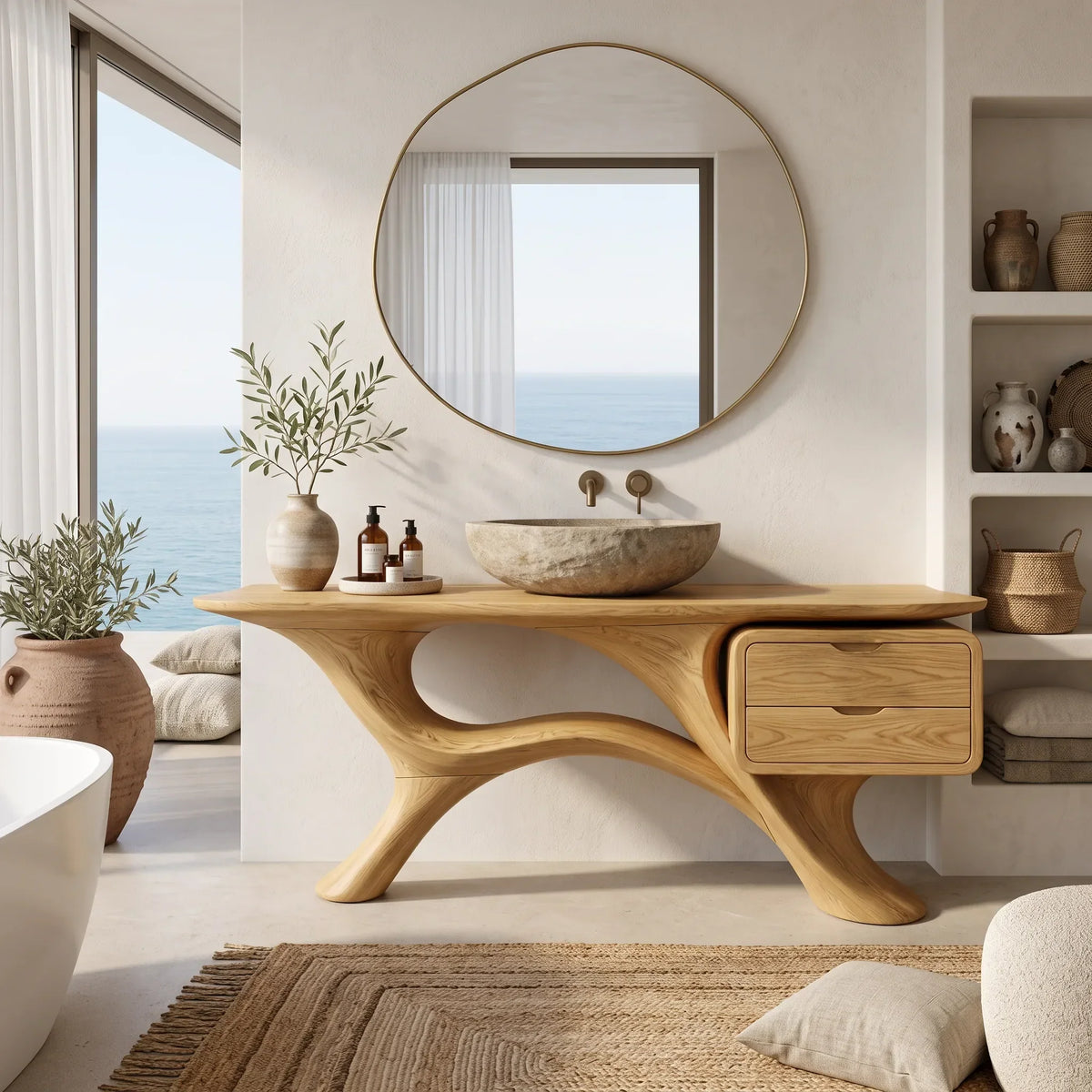 Modern Bathroom Vanity Branch Base With Drawers For Designer Homes