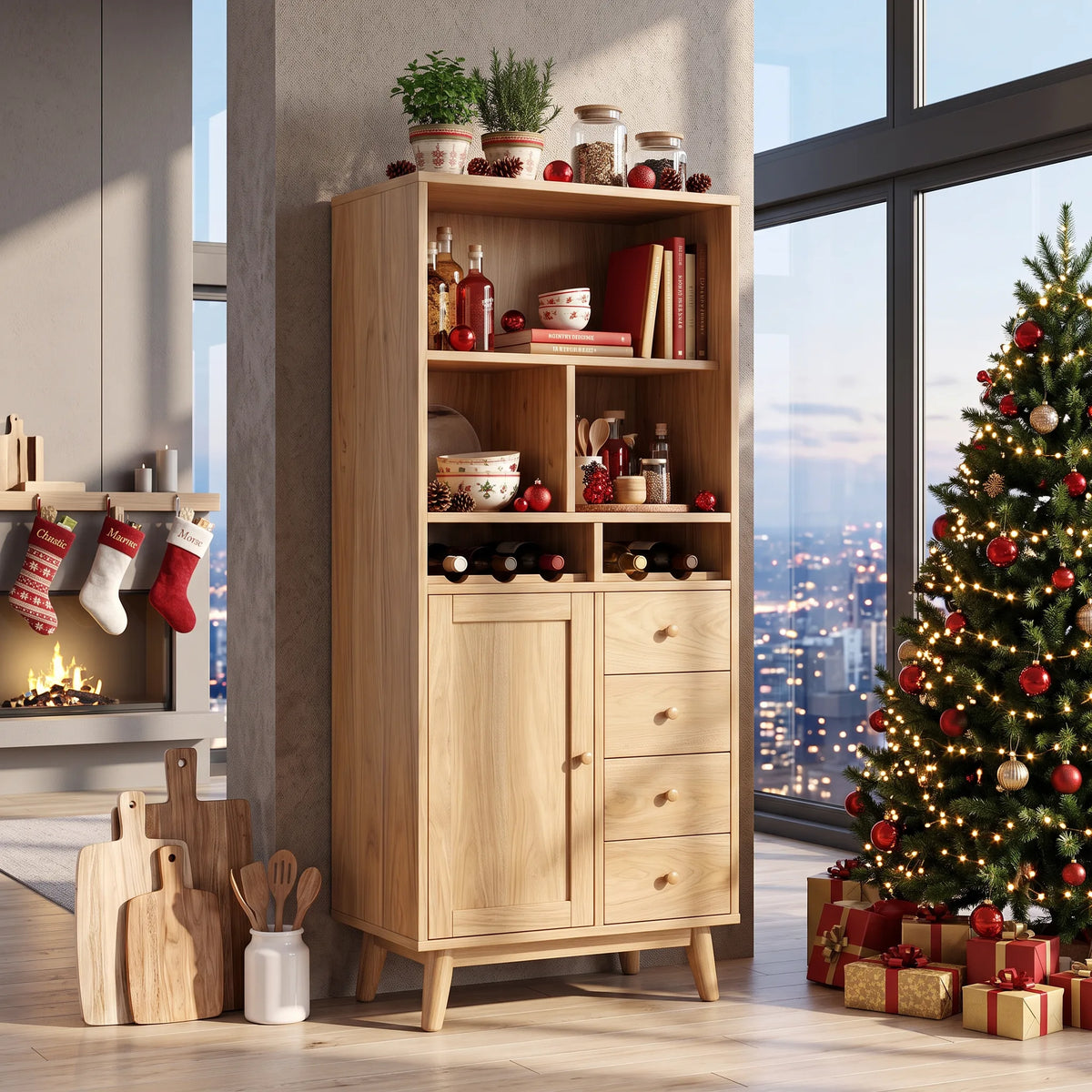 Mid Century Home Bar Cabinet Christmas Living Room