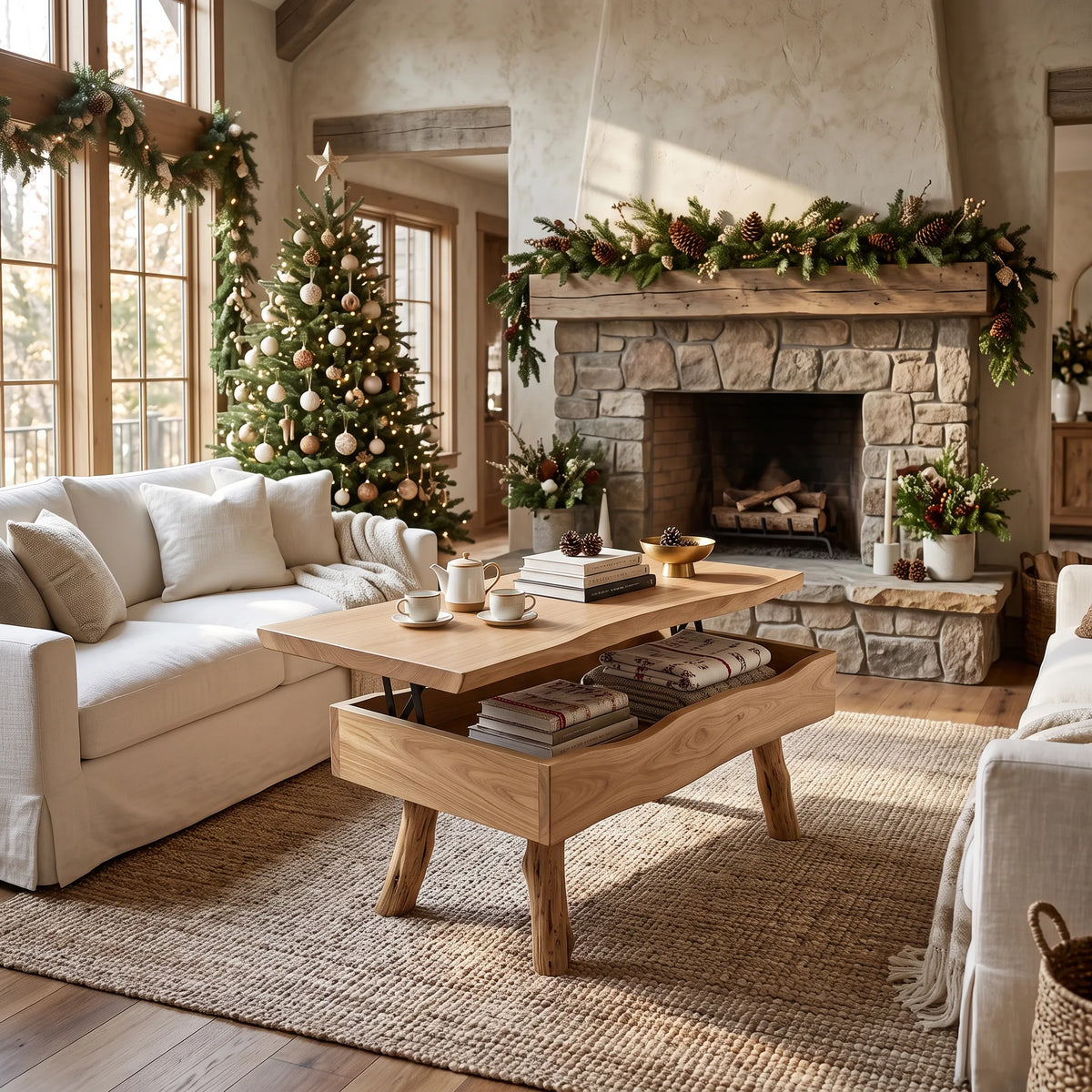 Rustic Xmas Live Edge Coffee Table Mountain Lodge