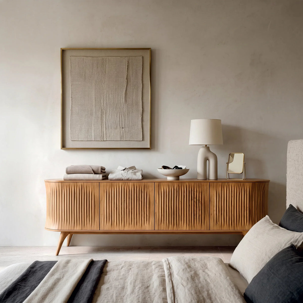 Contemporary Fluted Sideboard For Dining Room
