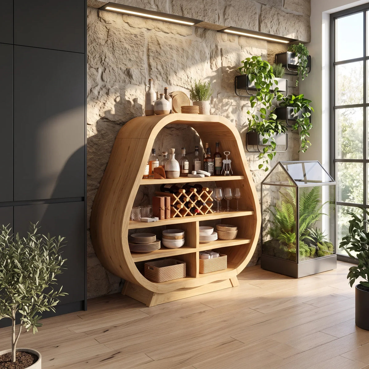Handcrafted Wine Bar Cabinet Dining Room