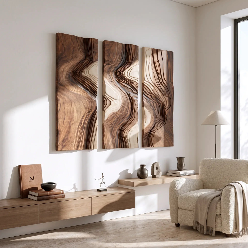 Mid Century River Landscape Large Wall Art City Apartment