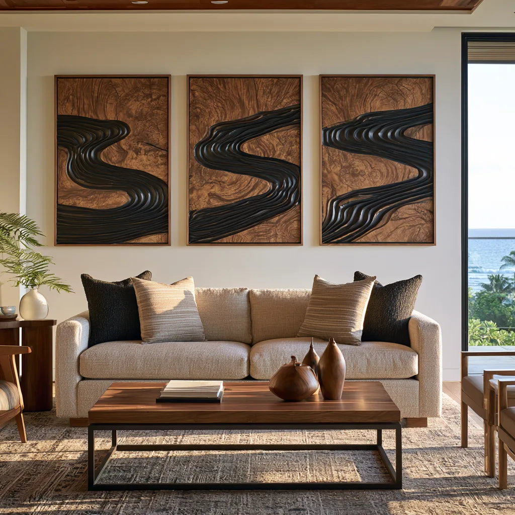 Minimalist Large Wooden Wall Art Modern Bedroom