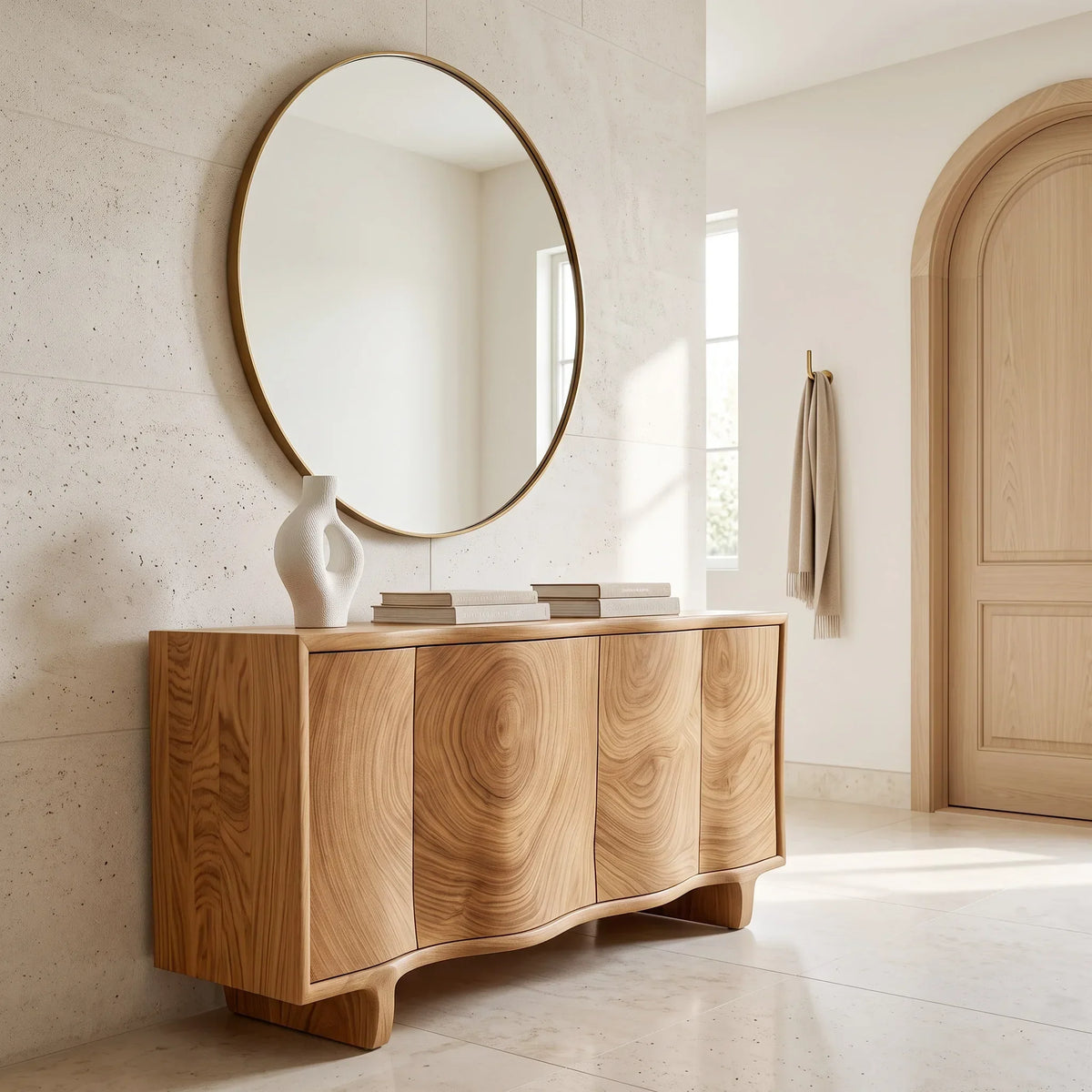 Contemporary Sculpted Front Sideboard For Living Room
