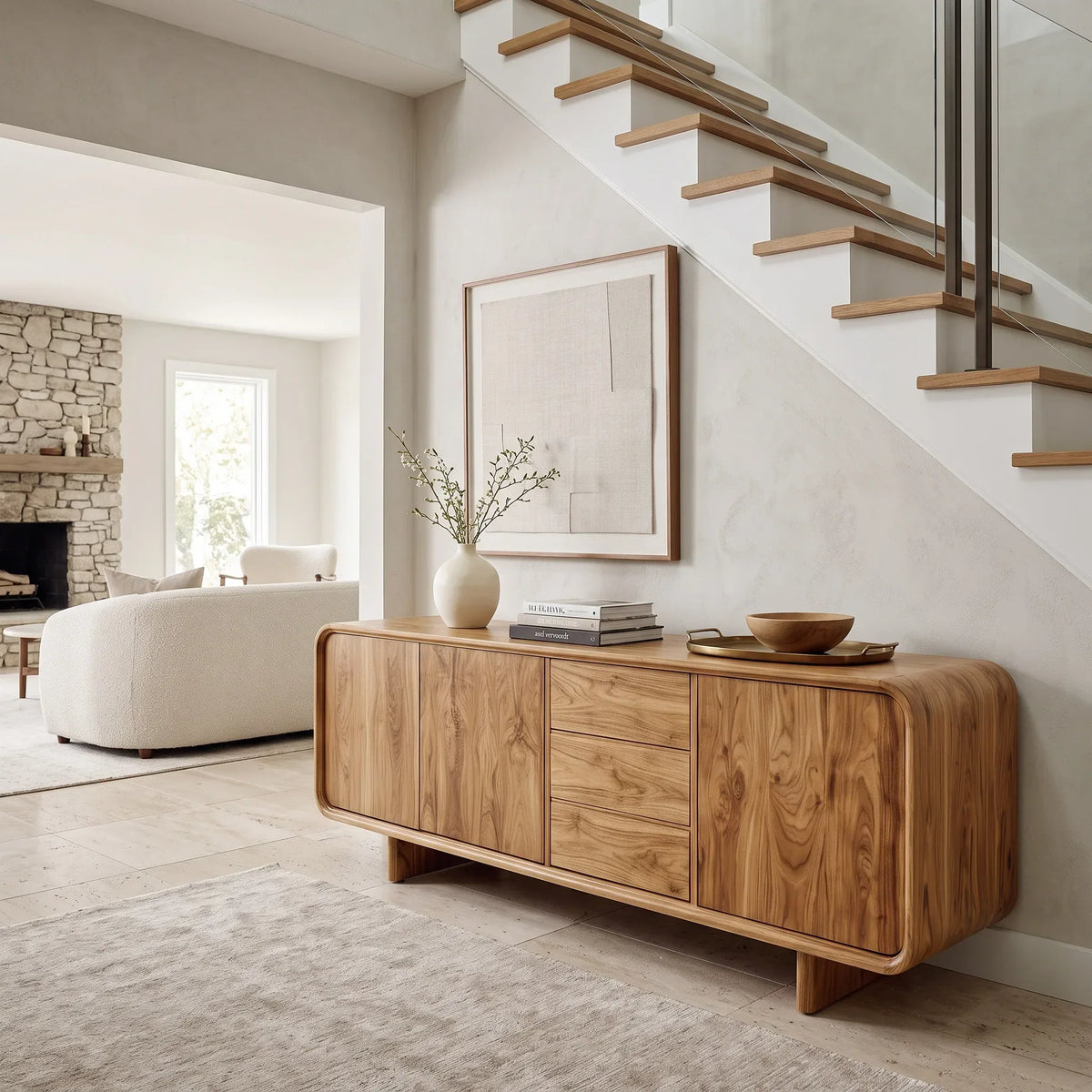 Contemporary Rounded Storage Sideboard For Living Room