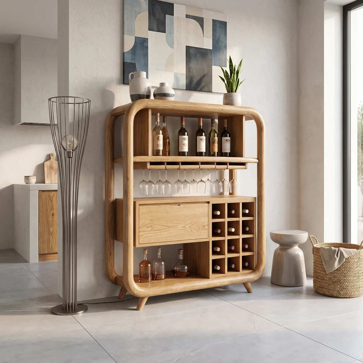 Organic Modern Wine Storage Cabinet Dining Room
