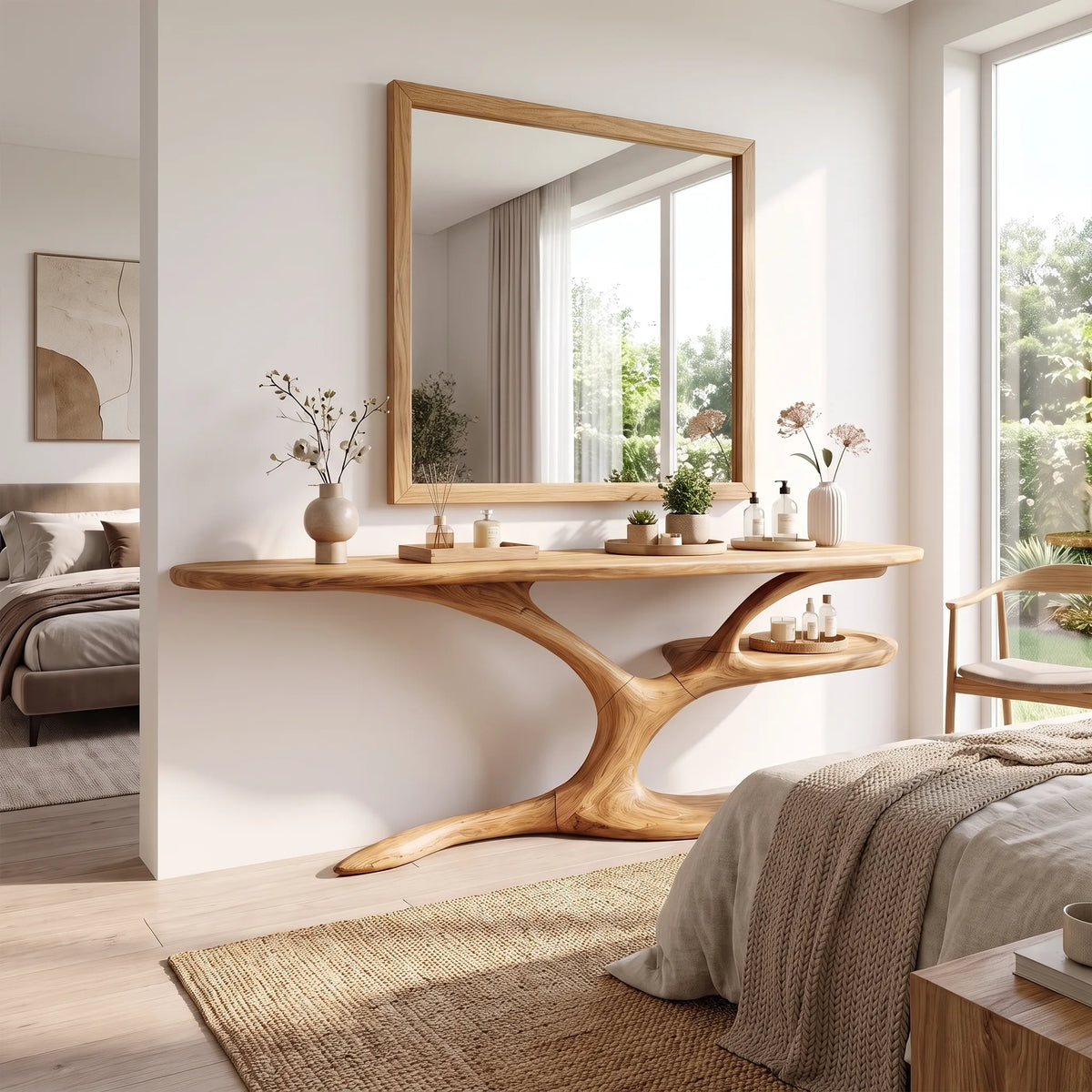 Serene Makeup Vanity Vanity Desk Sculptural Branch Base For Bedroom
