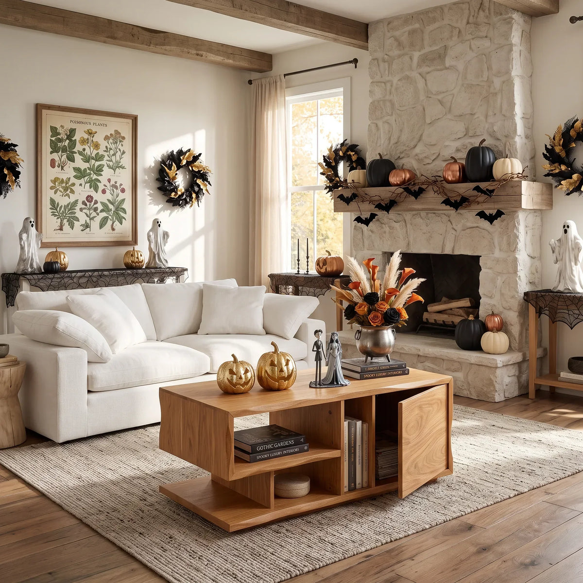 Rustic Halloween Storage Coffee Table Family Room