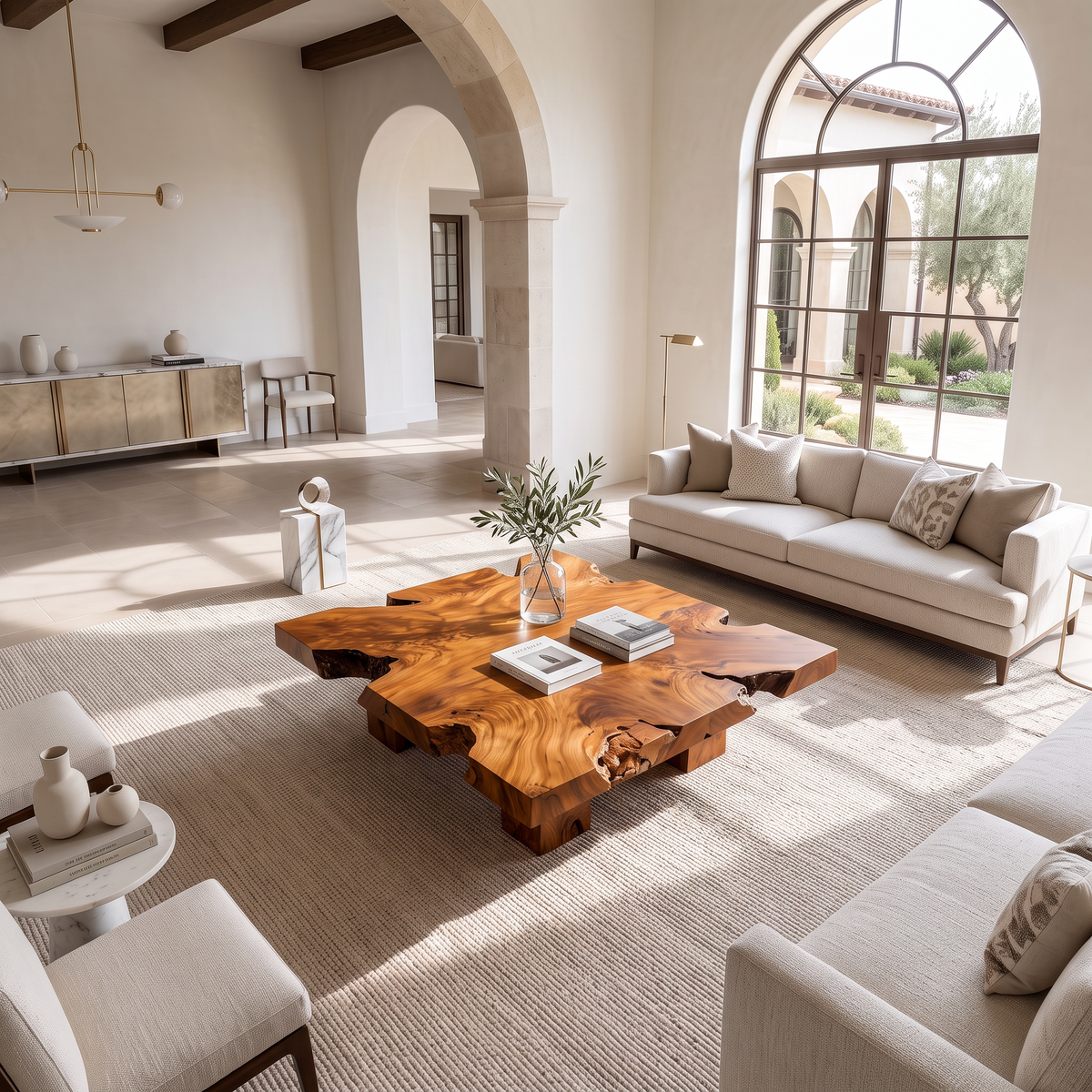 Wooden Coffee Table With Bold Natural Grain Pattern For Lounge