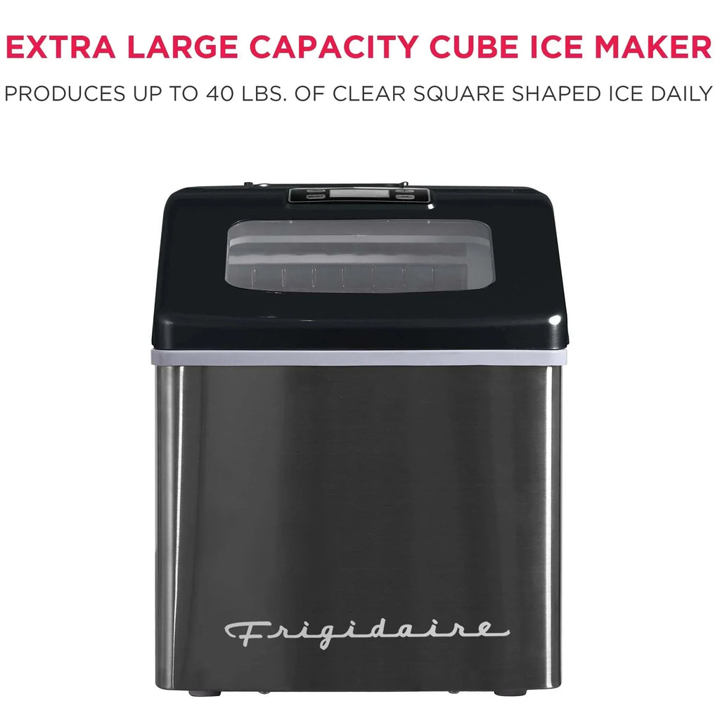Frigidaire Countertop Clear Square Ice Maker, 40 lbs. Per Day - Stainless Steel