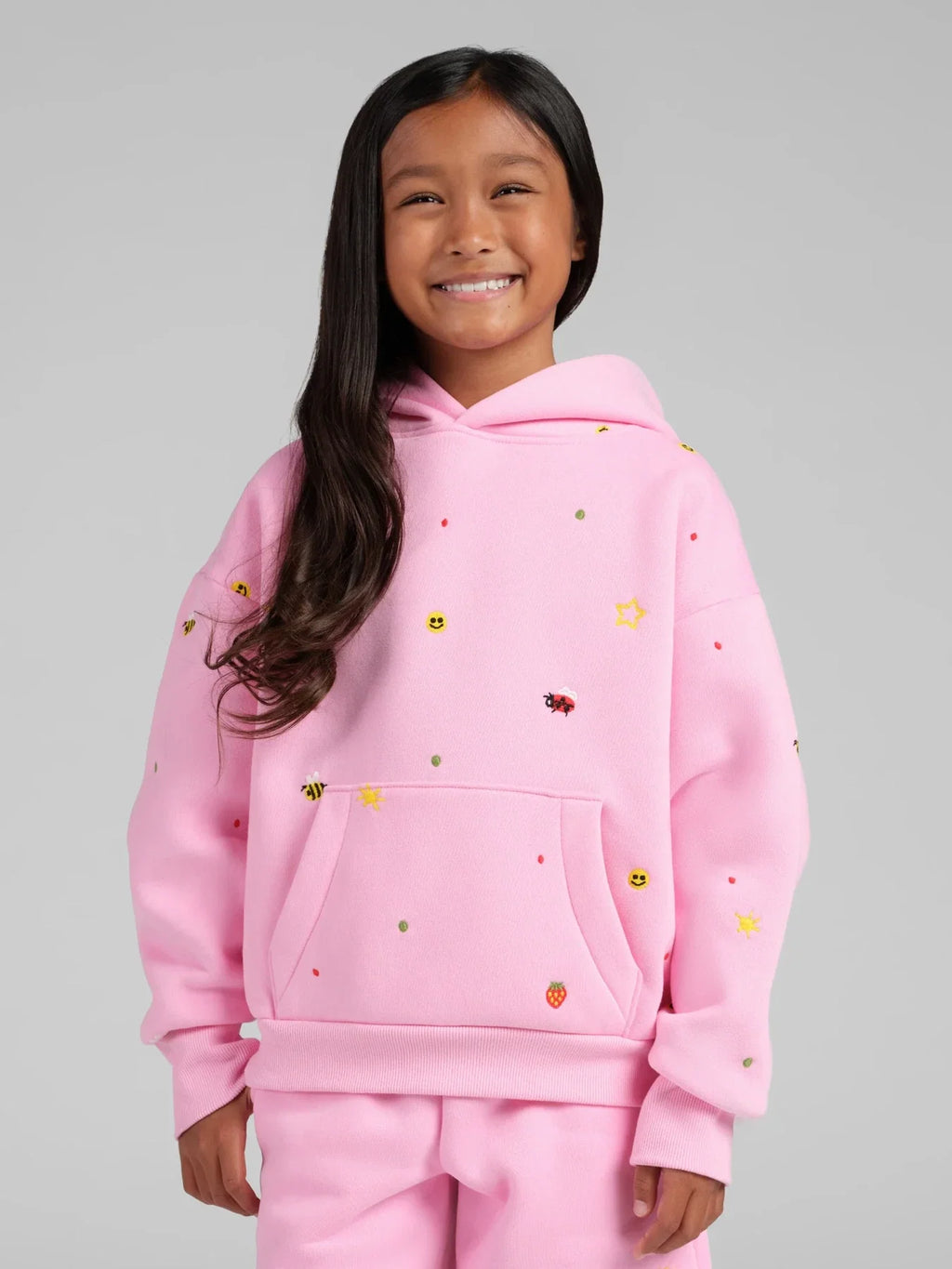 Kids Embroidered Hoodie - Peony