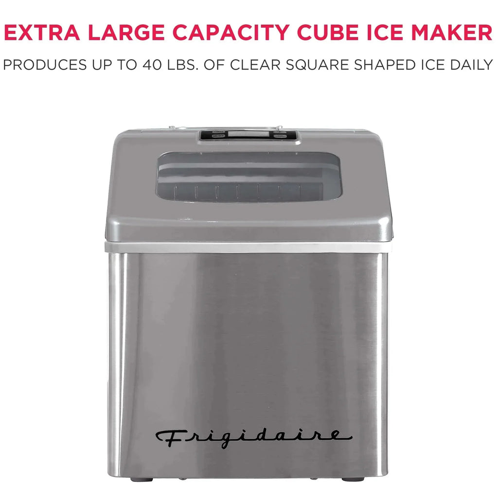 Frigidaire Countertop Clear Square Ice Maker, 40 lbs. Per Day - Stainless Steel