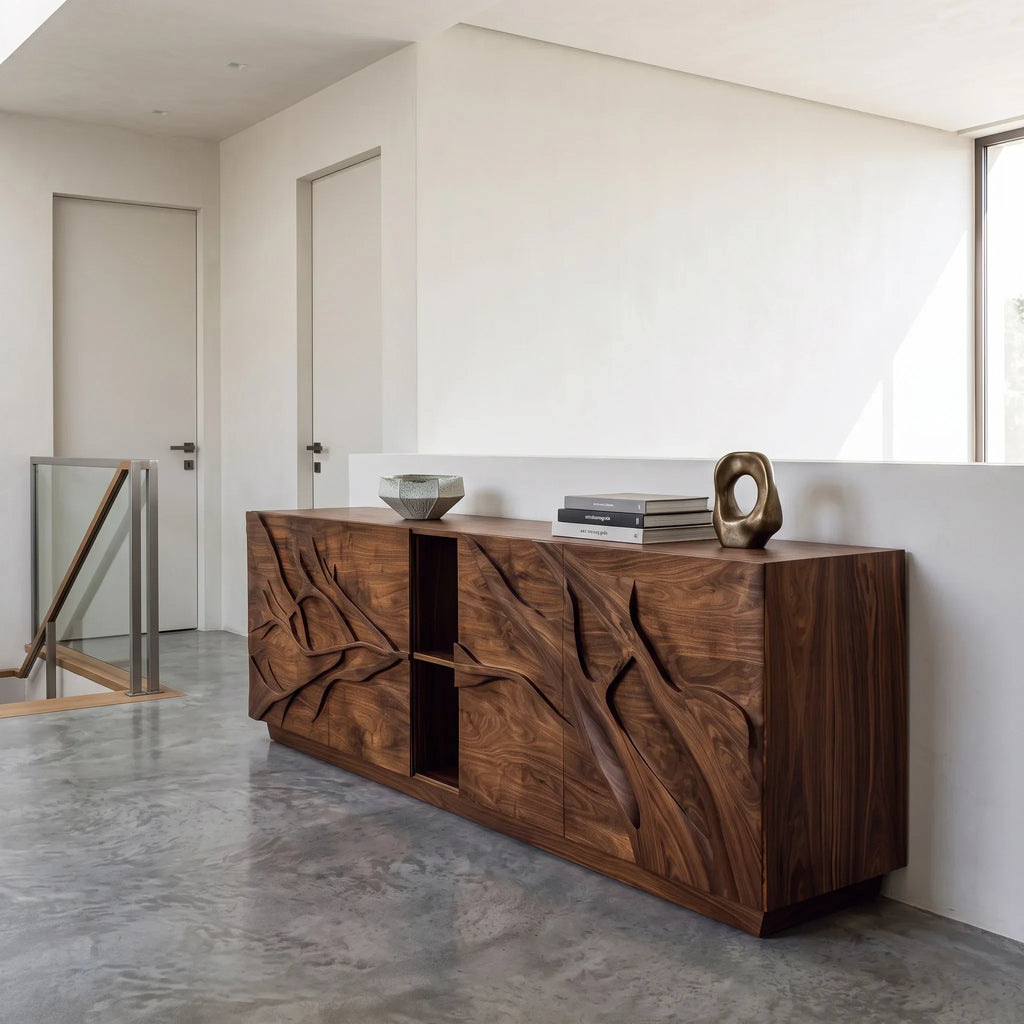 Modern Branch Carved Sideboard For Living Room