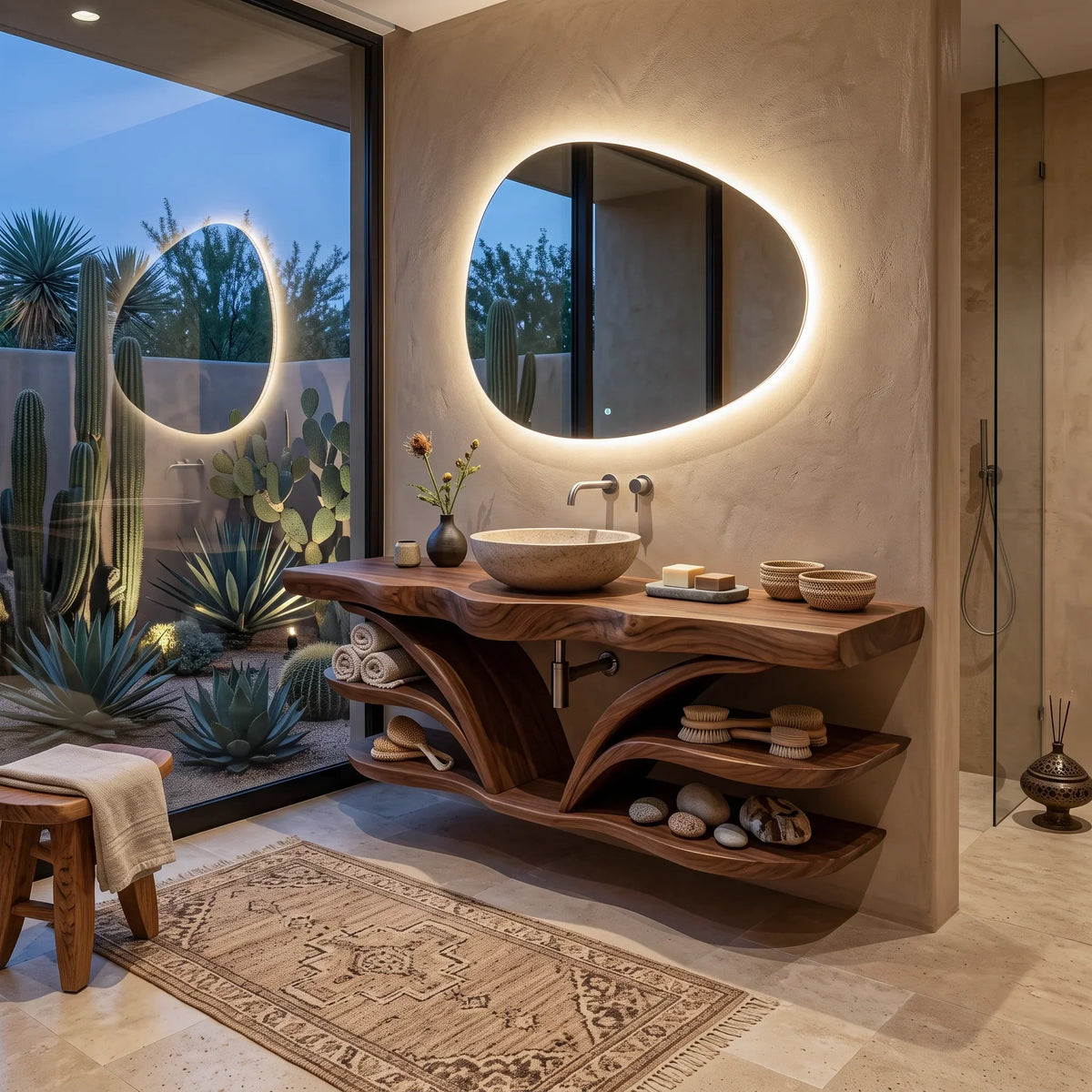 Architectural Wall Mounted Bathroom Vanity Open Shelves For Spa Bathroom