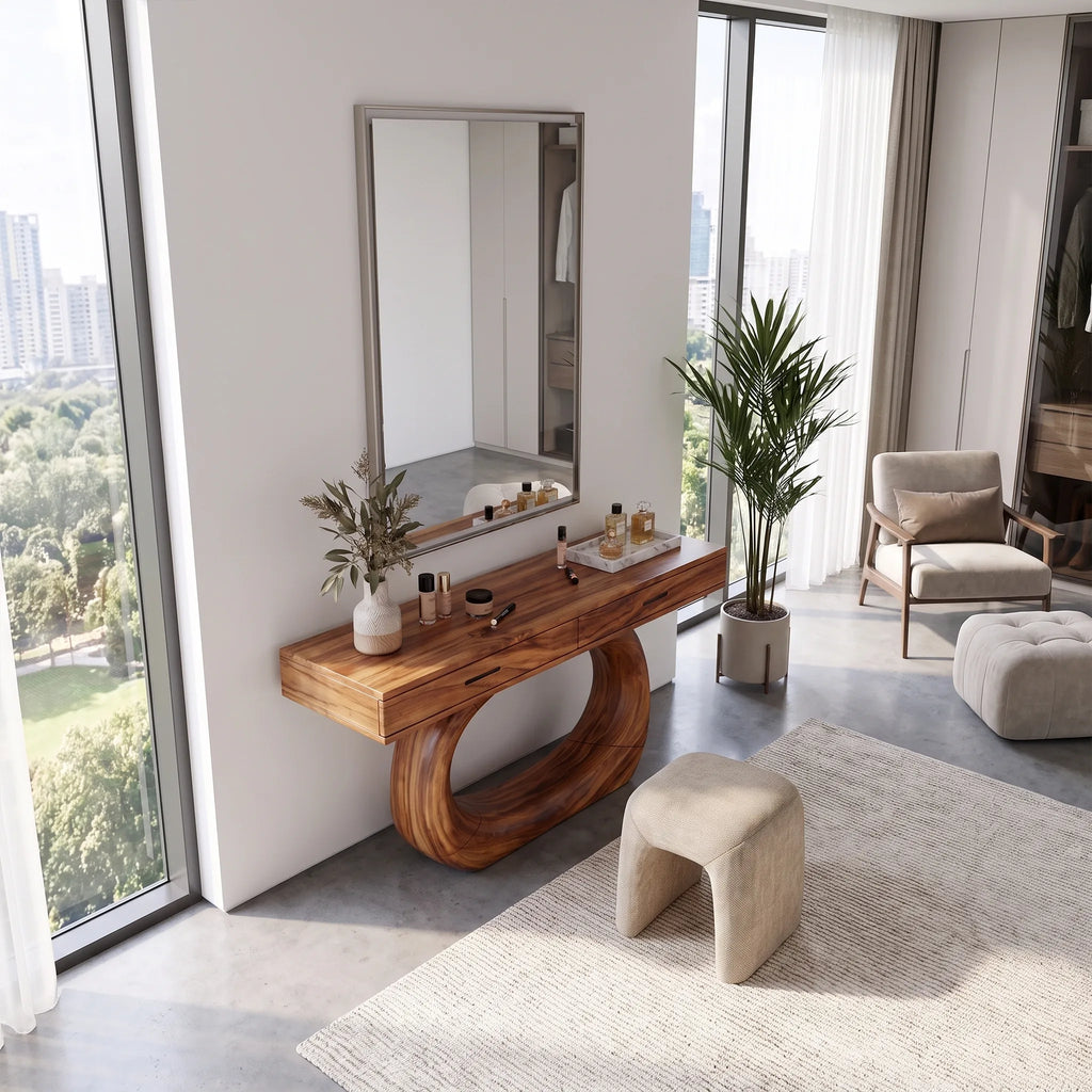 Calm Makeup Vanity Desk Bedroom Vanity Oval Pedestal Base For Dressing Room