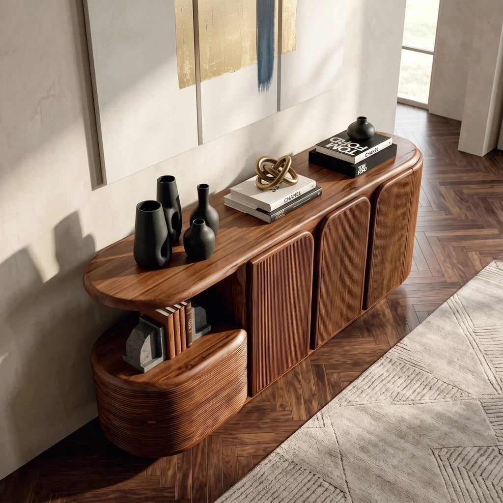 Modern Fluted Cabinet Sideboard For Hallway