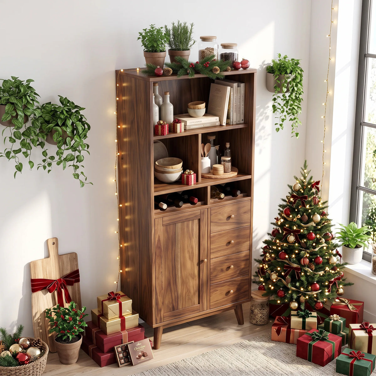 Mid Century Home Bar Cabinet Christmas Living Room