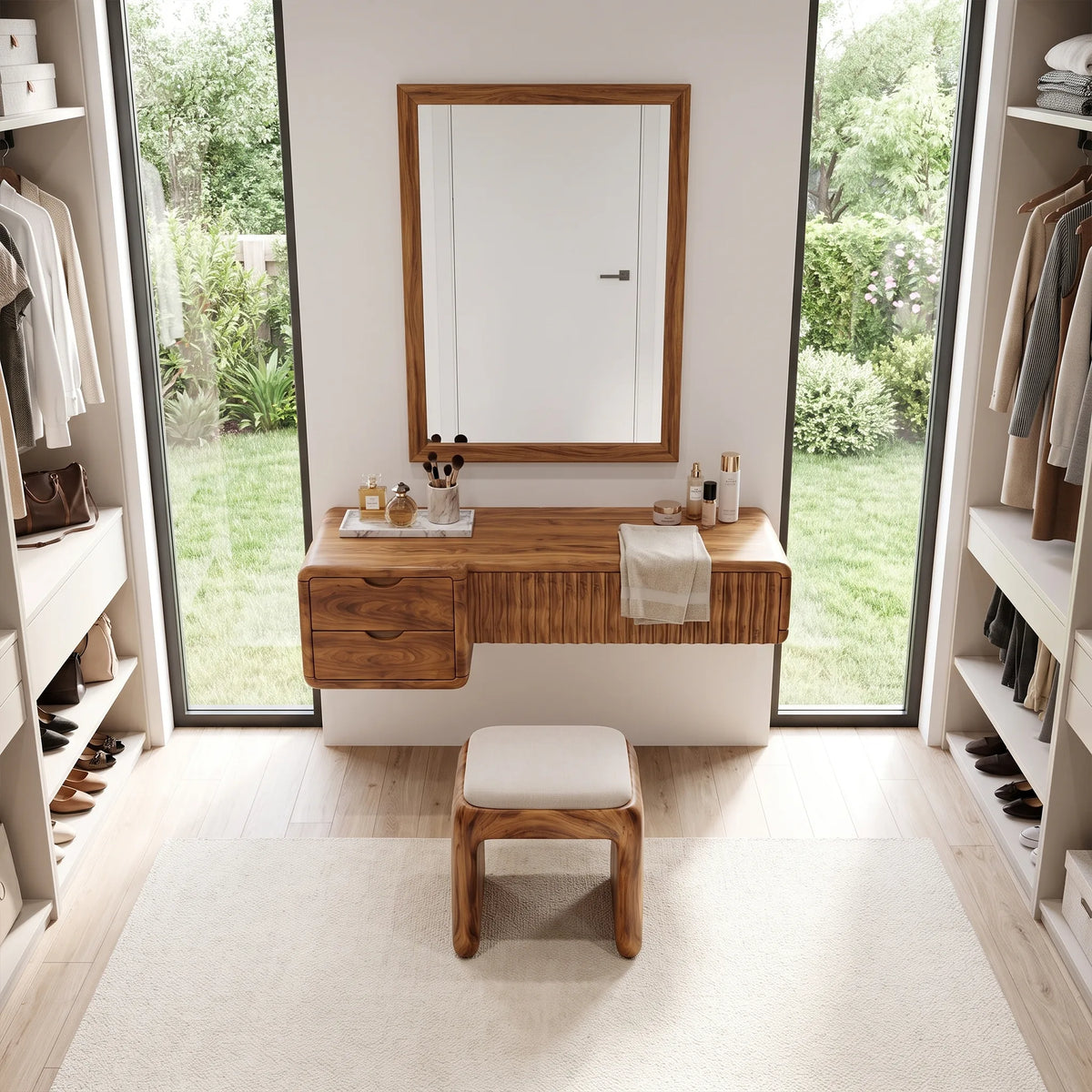 Refined Small Makeup Vanity Beauty Vanity Desk Floating Drawers For Dressing Room