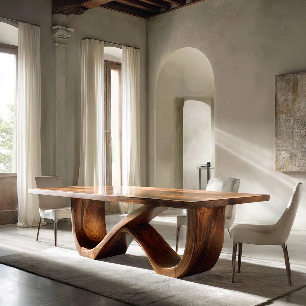 Luxury Wooden Dining Table Infinity Base For Dining Room