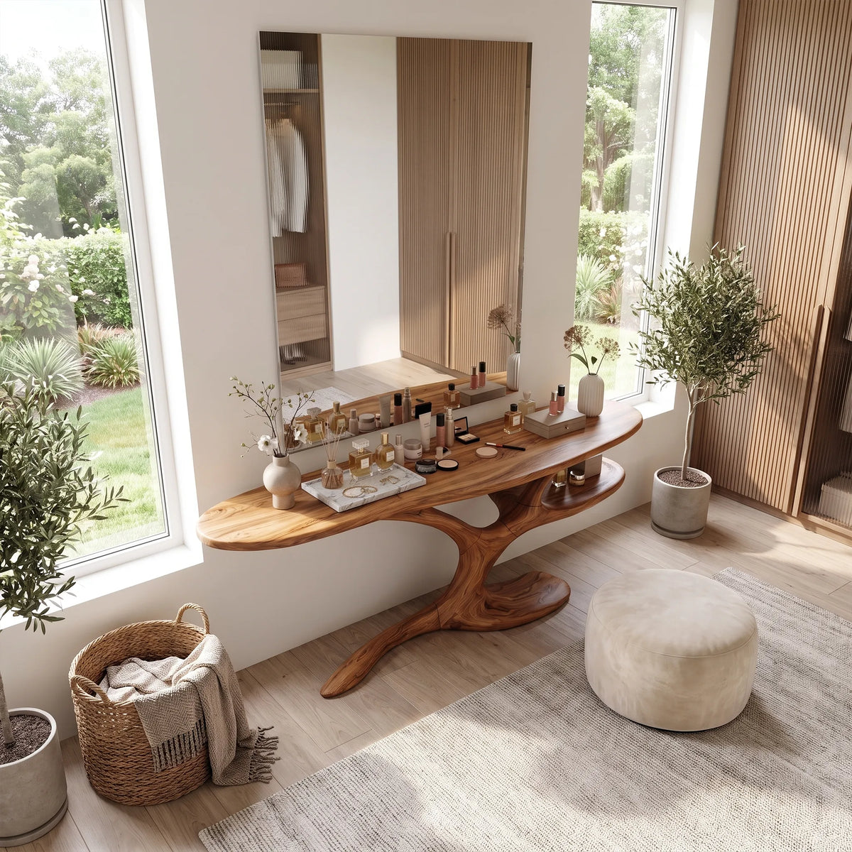 Serene Makeup Vanity Vanity Desk Sculptural Branch Base For Bedroom