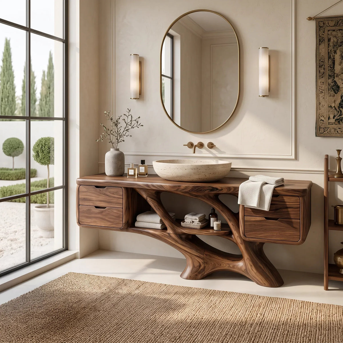 Contemporary Bathroom Vanity Flowing Base With Drawer For Luxury Homes