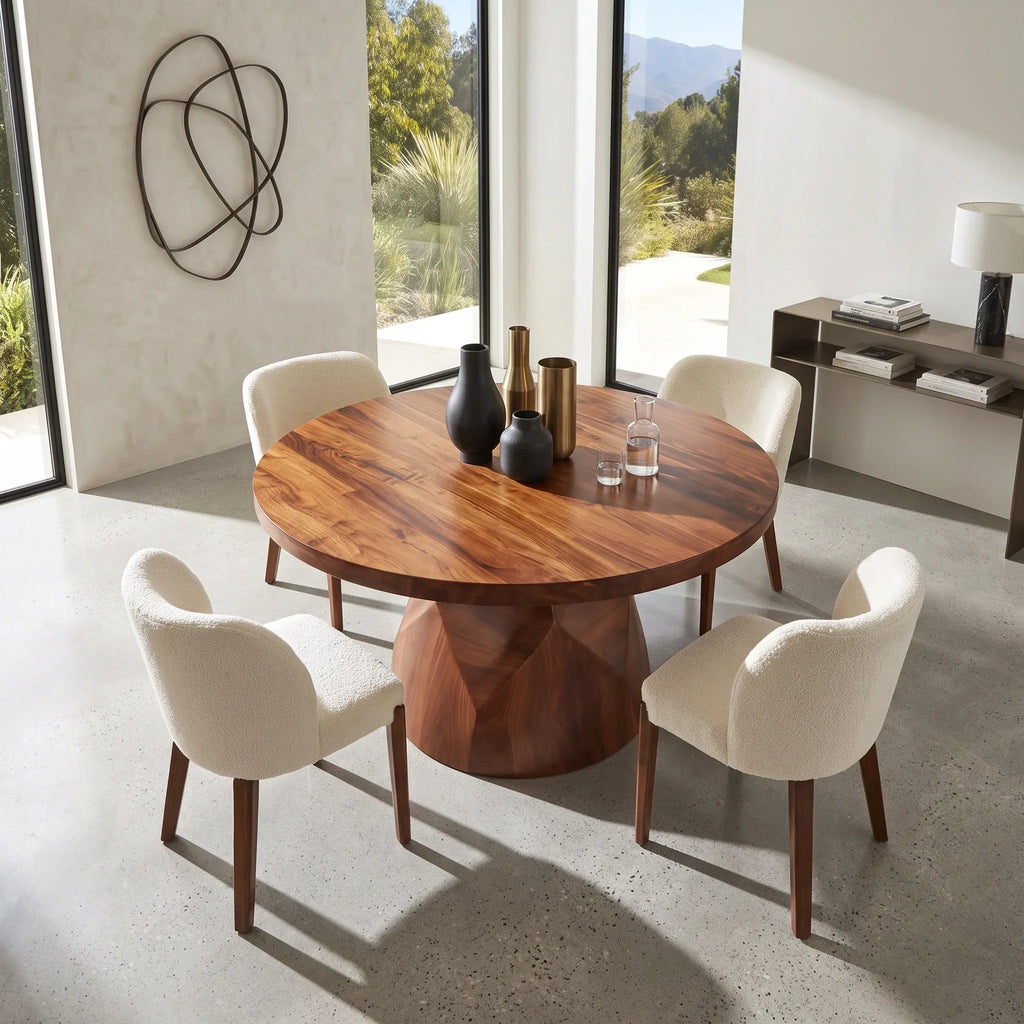 Modern Ribbon Base Round Dining Table For Dining Room