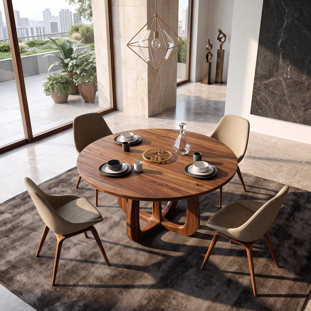 Modern Sculpted Loop Round Dining Table For Dining Room
