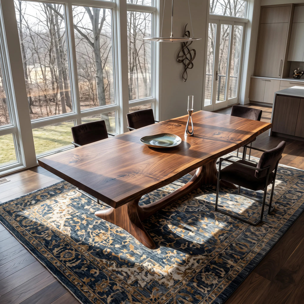 Contemporary Natural Wood Dining Table Organic Base For Dining Room