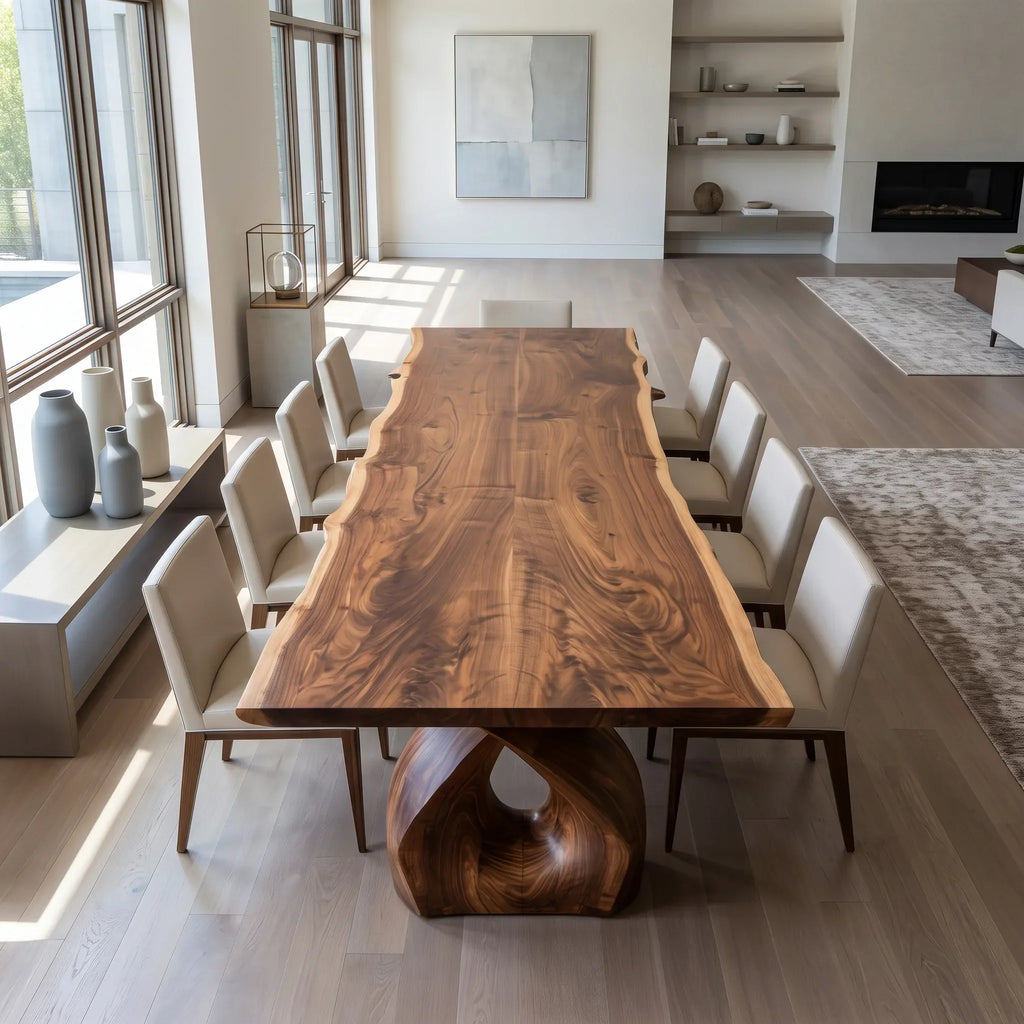 Luxury Wooden Dining Table Statement Base For Dining Room