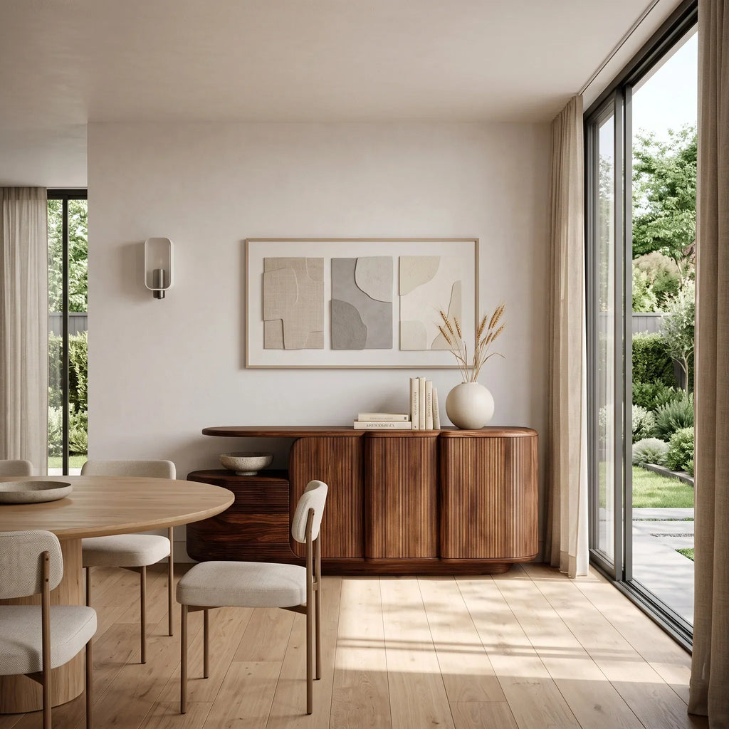 Contemporary Fluted Storage Sideboard For Entryway