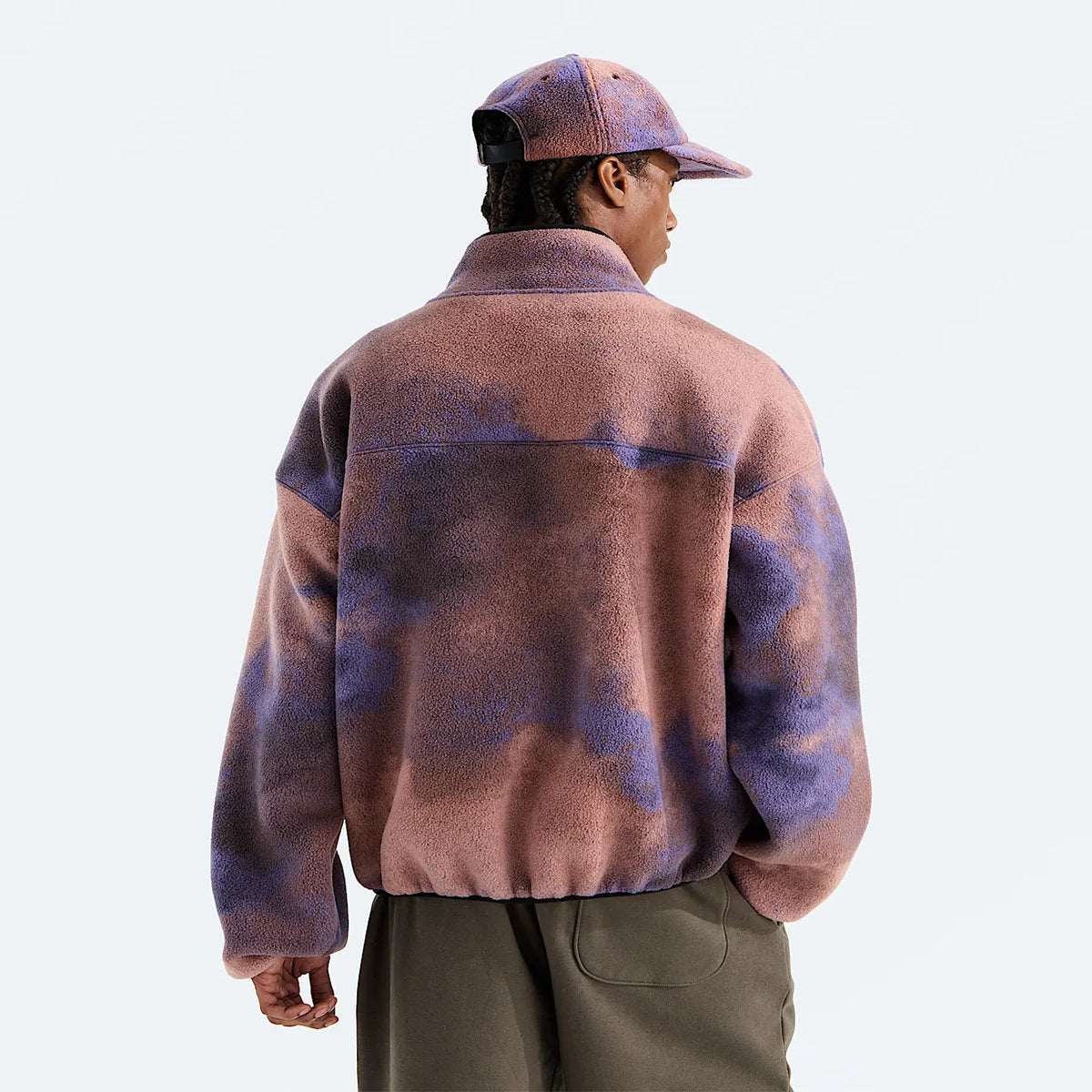 Unisex Printed Half-Zip Fleece Pullover - Plum