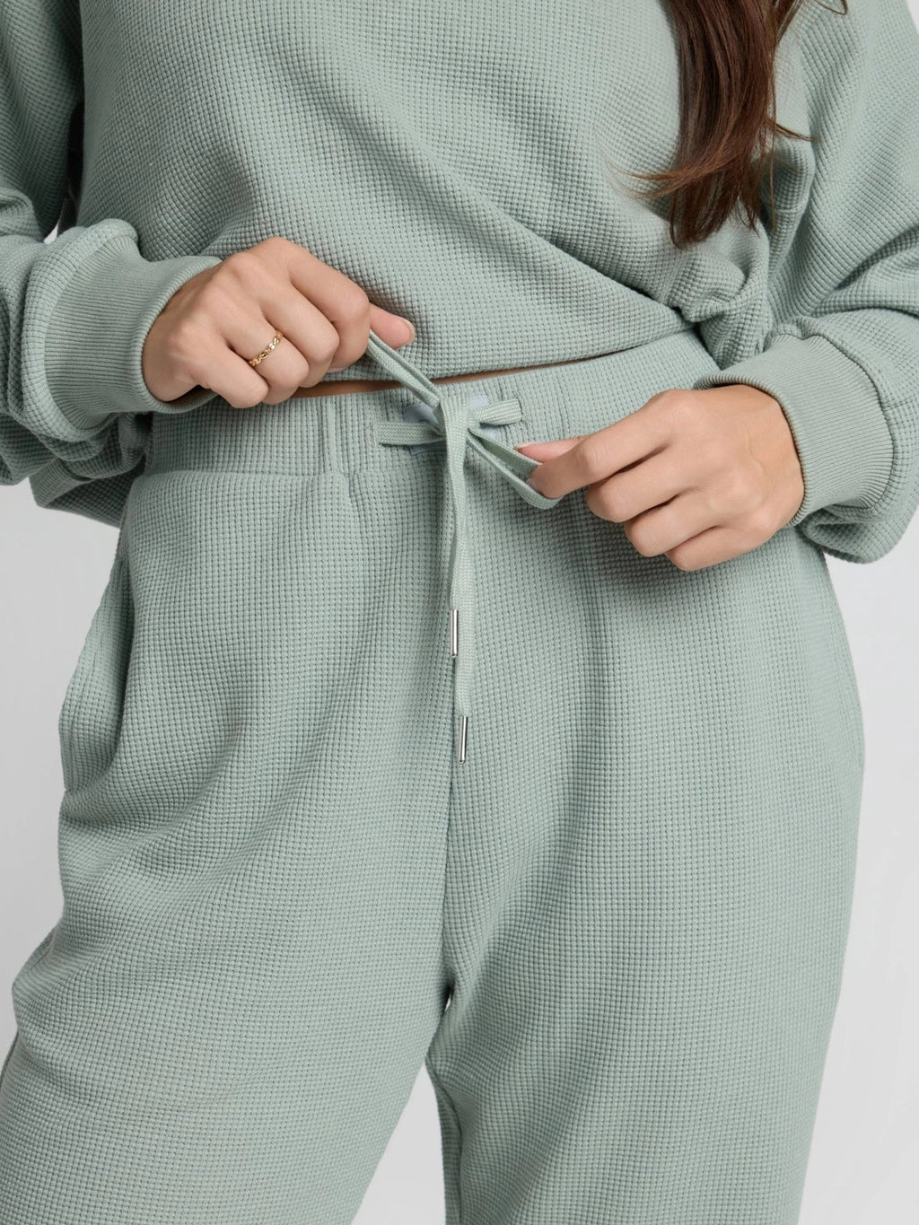 Waffle-Knit Lounge Pants - Sage Green