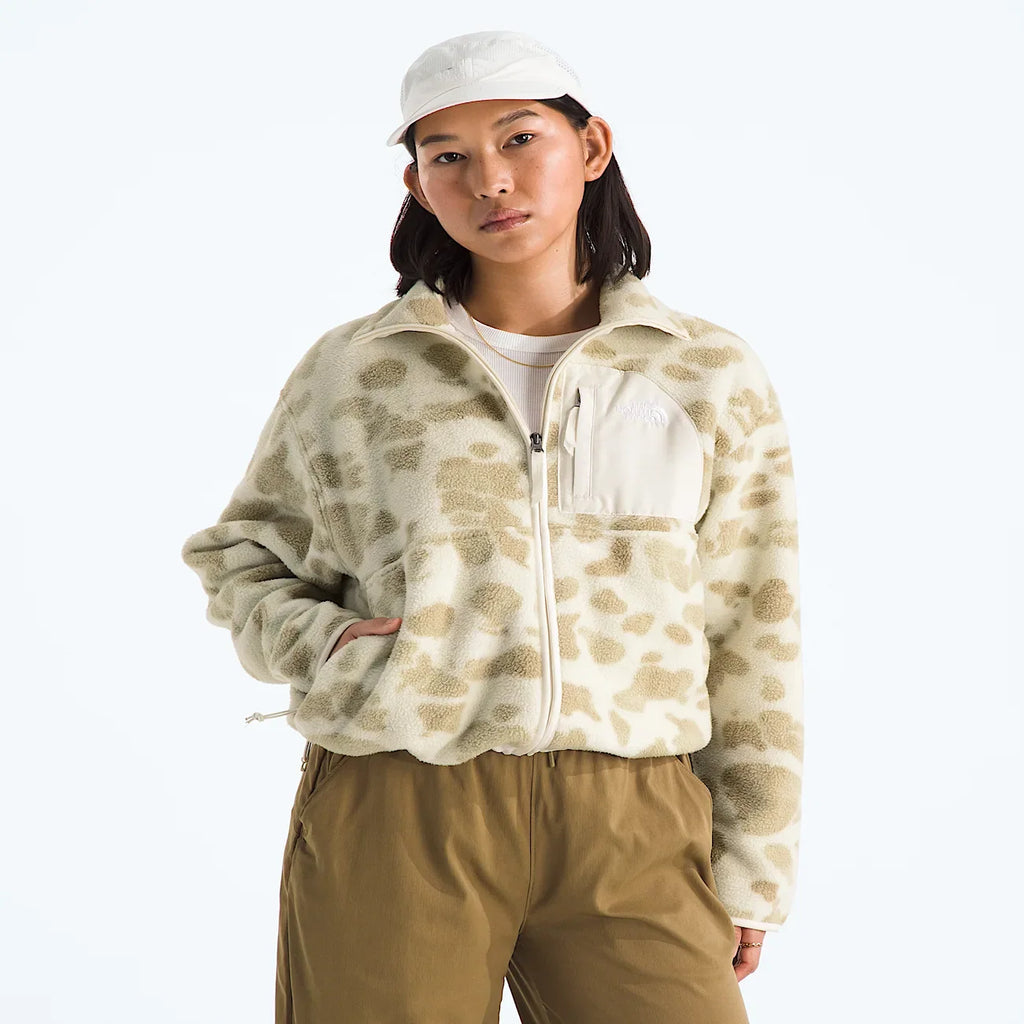 Women's Printed Full-Zip Fleece Jacket - Khaki