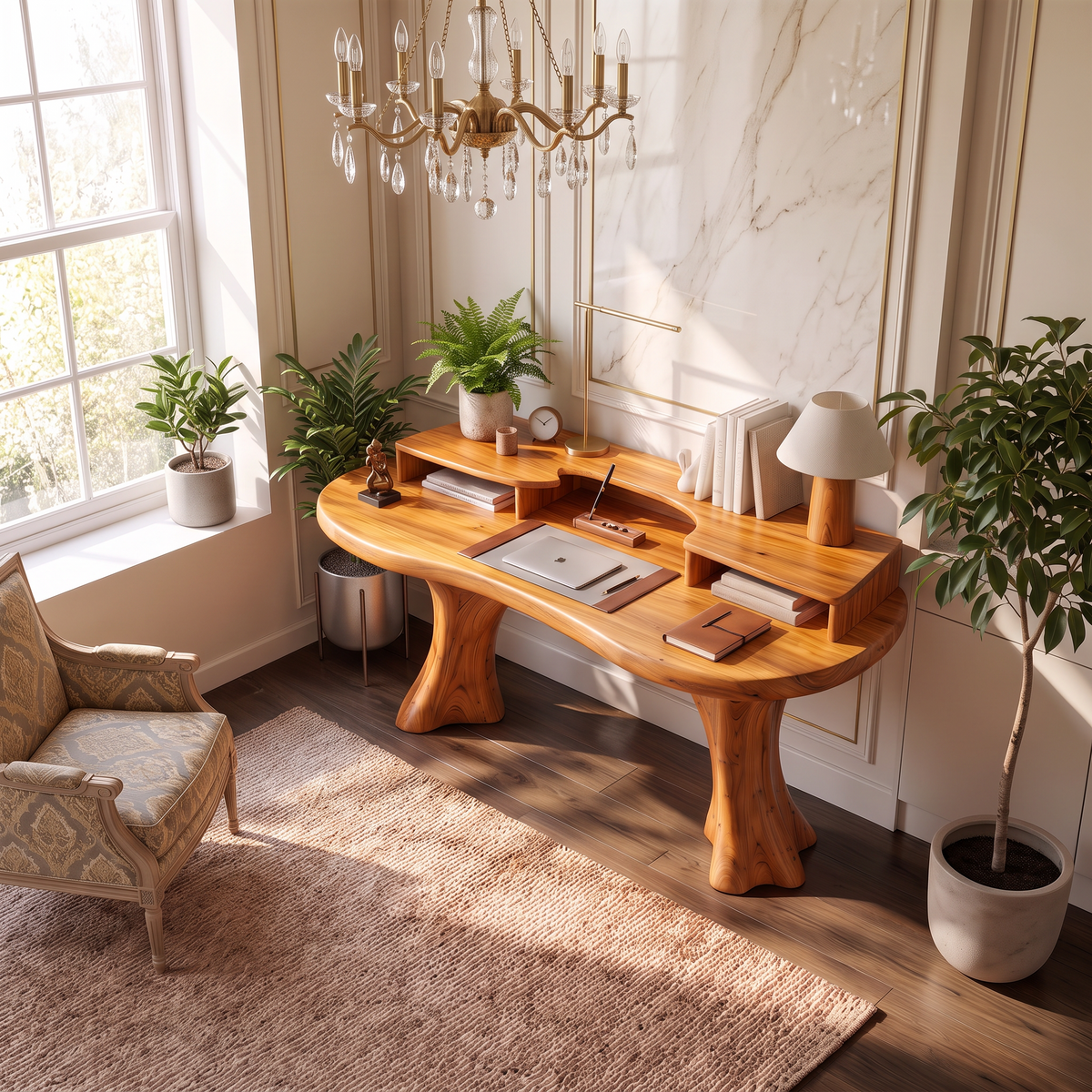Minimalist Working Desk With Clean Frame And Natural Grain Surface For Office