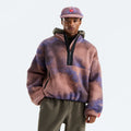 Unisex Printed Half-Zip Fleece Pullover - Plum