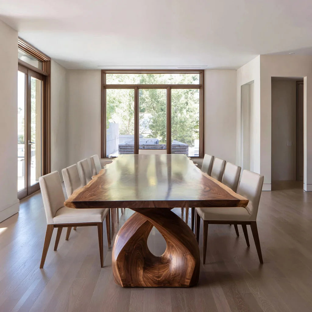 Luxury Wooden Dining Table Statement Base For Dining Room