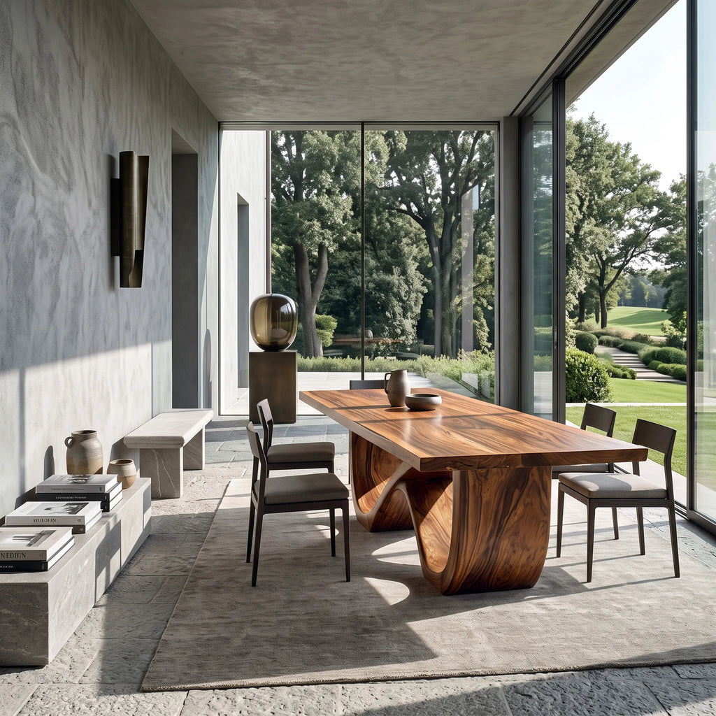 Luxury Wooden Dining Table Infinity Base For Dining Room