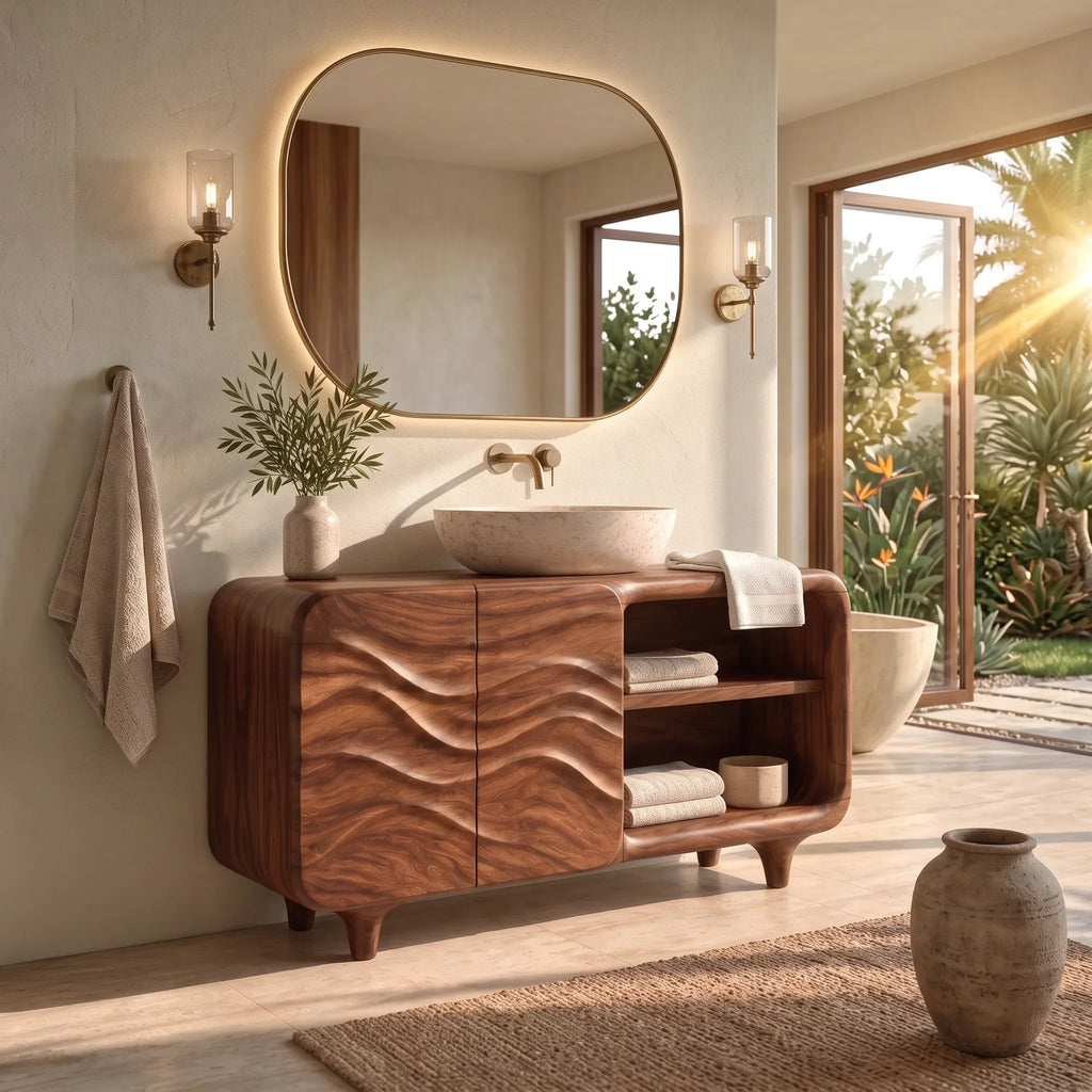 Sculptural Bathroom Vanity Relief Cabinet With Storage For Modern Bathroom