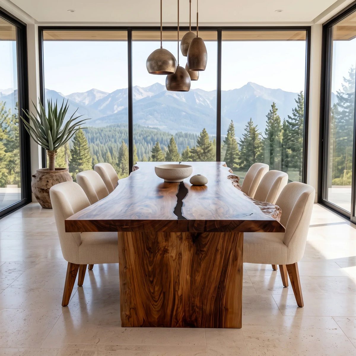 Rustic Natural Wood Dining Table Live Edge For Dining Room