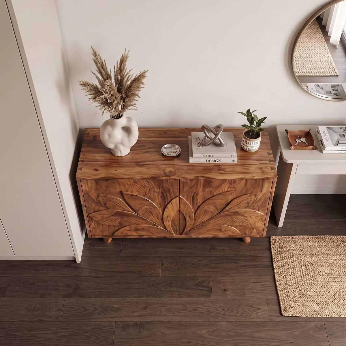 Organic Carved Sideboard Cabinet Living Room