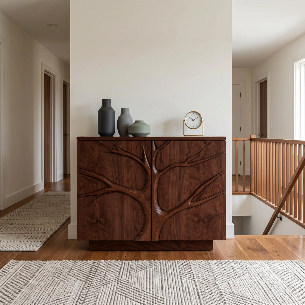 Contemporary Tree Relief Cabinet For Entryway
