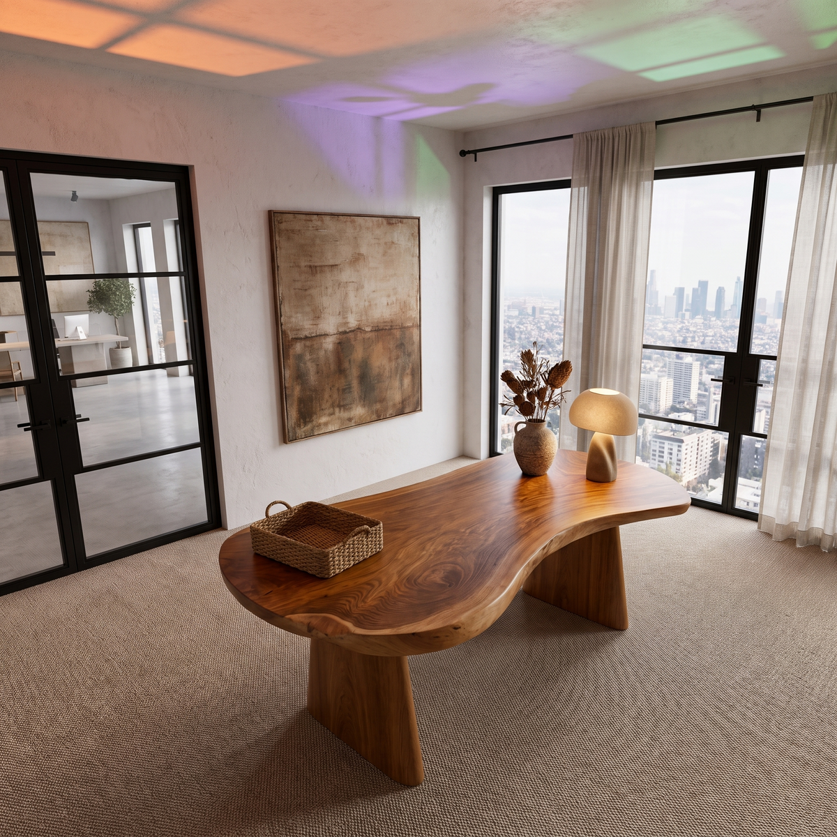 Modern Desk With Natural Edge Top And Sculptural Legs For Home Office